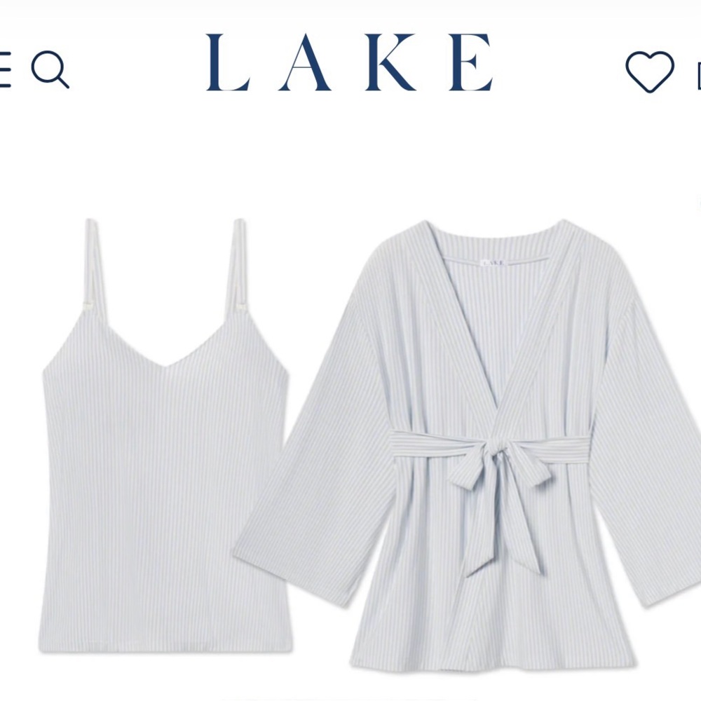 LAKE pajamas Maternity DreamModal® Kimono 2-Piece Set in Fog - Sz Large - NWT - Picture 1 of 4